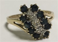 10k Gold, Diamond & Sapphire Ring