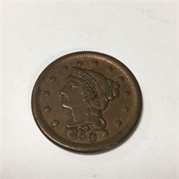 1850 Large Cent Coin, A. U.