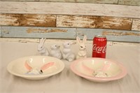 Vintage Bunny Bowls & Decor Lot