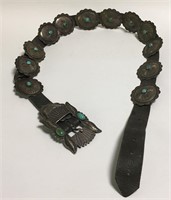 Sterling & Turquoise Old Pawn Navajo Concho Belt