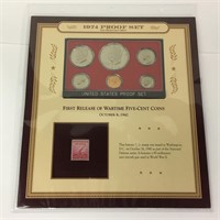 1974 Proof Set San Francisco Mint & Historic Stamp