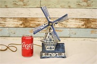 Vintage Delft Blue Windmill Lamp #2 ~ Works!