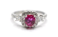 Platinum GIA Certified Ruby and Diamond Ring