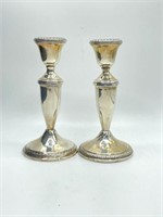 2 Crown Weighted Sterling Silver Candlesticks