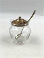 Stieff Sterling and Glass Jam Jar with Spoon