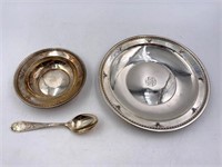 Sterling Silver Platter, Bowl, and Gorham Spoon