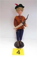 Porcelain Robin Hood Doll 15" Tall w/ Stand