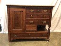 Carved Wooden Drawer Set with Granite Top