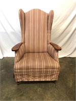 Wingback Arm Chair with Striped Pattern