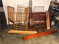 Wooden Crib and Metal Bed Frame Items