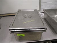 (3) Stainless Steel Steam/Cold Table Pans w/ Lids