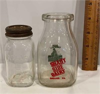 2 small advertising jars