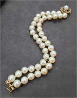 14k gold, natural pearls, & sapphire bracelet