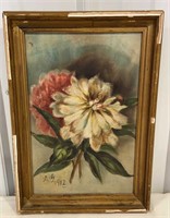 Artist signed floralpainting on canvas approx