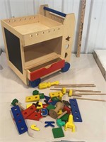 Child’s Activity center with blocks,
Chalkboard