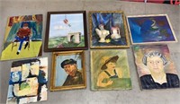 Box of misc local artist  "Lewis" paintings