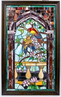 Tiffany Style Stained Glass Parrots Window Panel