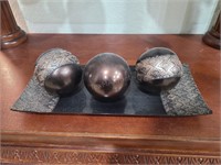 Dublin Decorative Tray and Orbs Ball Set of 3