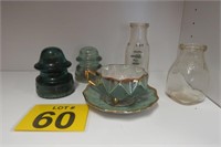 Glass Insulators, Tea Cup & Saucer Set & More
