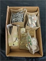 Group of screws, hooks, door stops, Etc