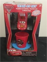 Team 95 set. Cars toothbrush holder, toothbrush,