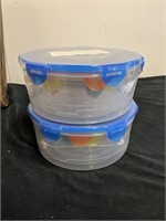 Two sets of lidded storage
