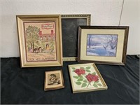Group of vintage frames and home decor