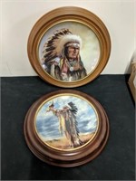 (2) native american plates framed