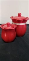 Set of red canister candles