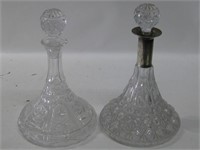 Two 11" Tall Vintage Decanters W/Stoppers