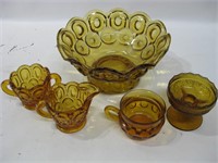 Assorted Vintage Amber Glassware Largest 9.5x 4.5