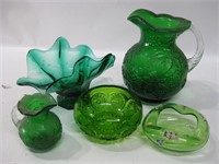 Green Glassware Collection All Shown Tallest 9"