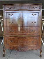 Vintage French Style Carved Walnut Chest