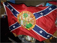 Confederate Flag w/ Seal of State Florida W/Pole
