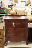 Bow Front Mahogany 2 over 3 Chest of Drawers