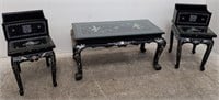 3pc. Chinese mother-of-pearl-inlaid coffee table