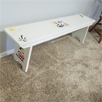PAINTED BENCH WITH STENCILING