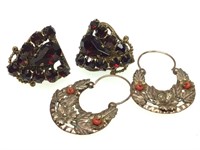 2 Pairs of Antique Earrings - 1 Marked Czech