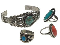 Native American Bracelet & Rings - Sizes 6 & 7 1/2