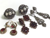 4 Pairs of Antique Czech Crystal Earrings