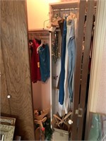 CONTENTS OF CLOSET CLOTHES & MISC DECOR FISHING