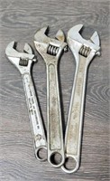 Lot of 3 Cresent wrenches
