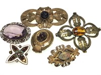 Group of 5 Antique Brooches
