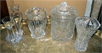 Lot of Cut Glass Canisters & Vases