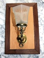 Early Gas Light Sconce w/ Etched Shade on Board