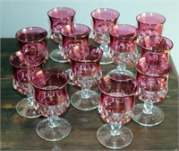 (Lot of 12) Cranberry Glass Stemware Goblets