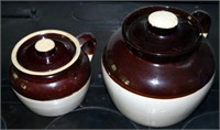 (Lot of 2) Stoneware Bean Pots