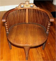 Oak Barrel Arm Vanity Chair