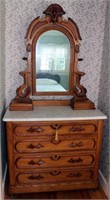 Victorian Eastlake 4-Drawer Marble Top Dresser