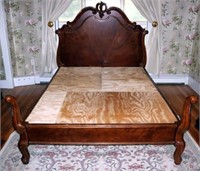 Queen Size Bed w/ Ornate Carved Headboard